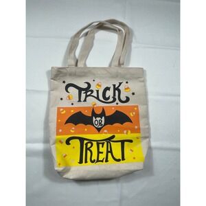 Fun painted Halloween Trick or Treat Tote Bag‎ Candy Corn Bat Graphic